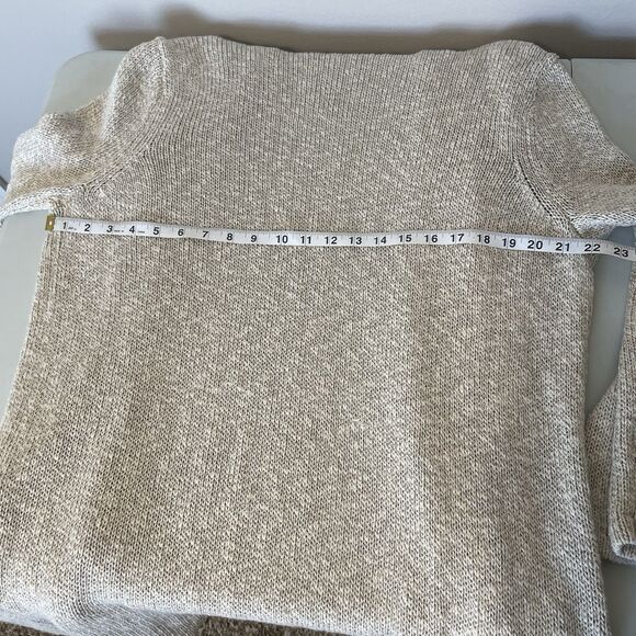 Jenni Kayne Oatmeal Cotton Linen Long Hooded Cardigan Sweater M Knit Designer - Picture 11 of 12